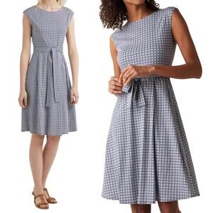 MaxMara Weekend Rosi Dress Fit & Flare Geometric Floral Patterned White Blue S